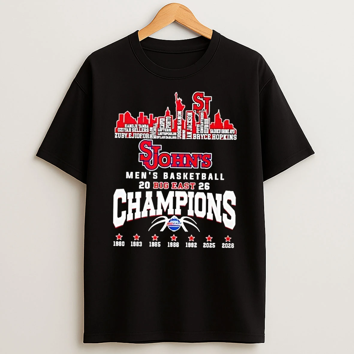 St Johns Red Storm Big East Regular Season Champions Player Name City Skyline T Shirt
