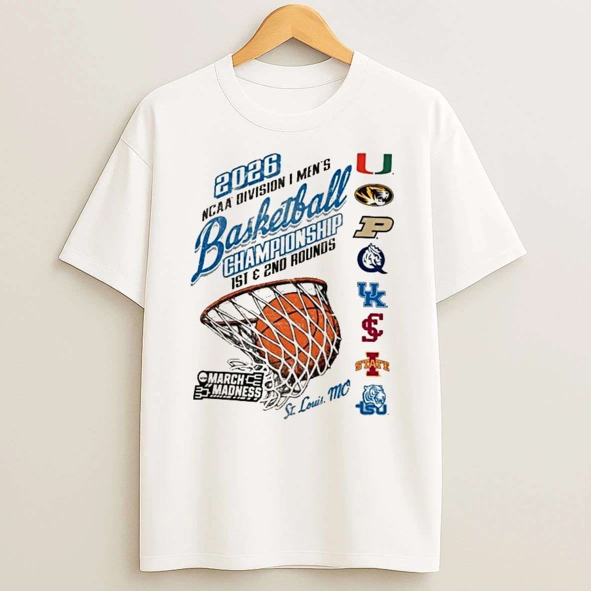 St Louis Mo 2026 Ncaa Division I Mens Basketball Championship 1st 2nd Rounds March Madness T Shirt