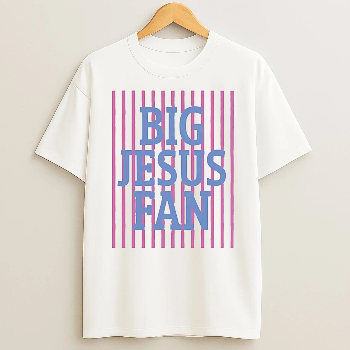 Striped Big Jesus Preppy Christian T Shirt