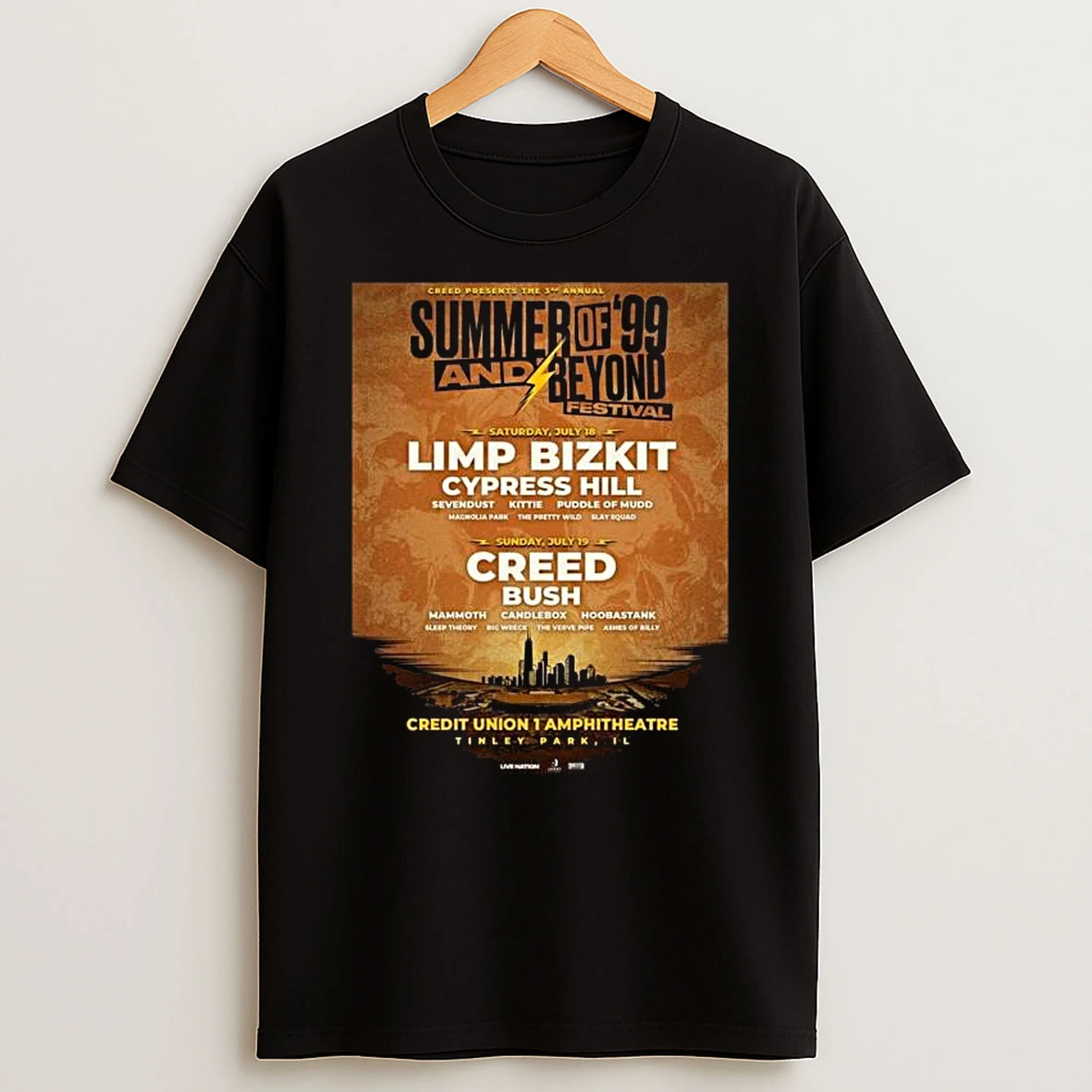 Summer Of 99 And Beyond Festival 2026 Full Lineup In Tinley Park Illinois At Credit Union 1 Amphitheatre Creed Presents The 3rd Annual T Shirt