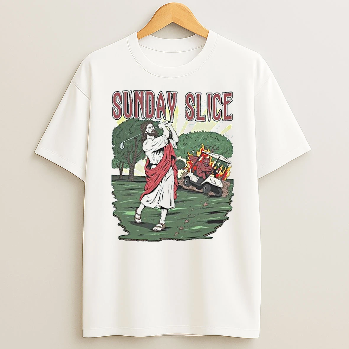 Sunday Slice Jesus Golfed Vintage T Shirt