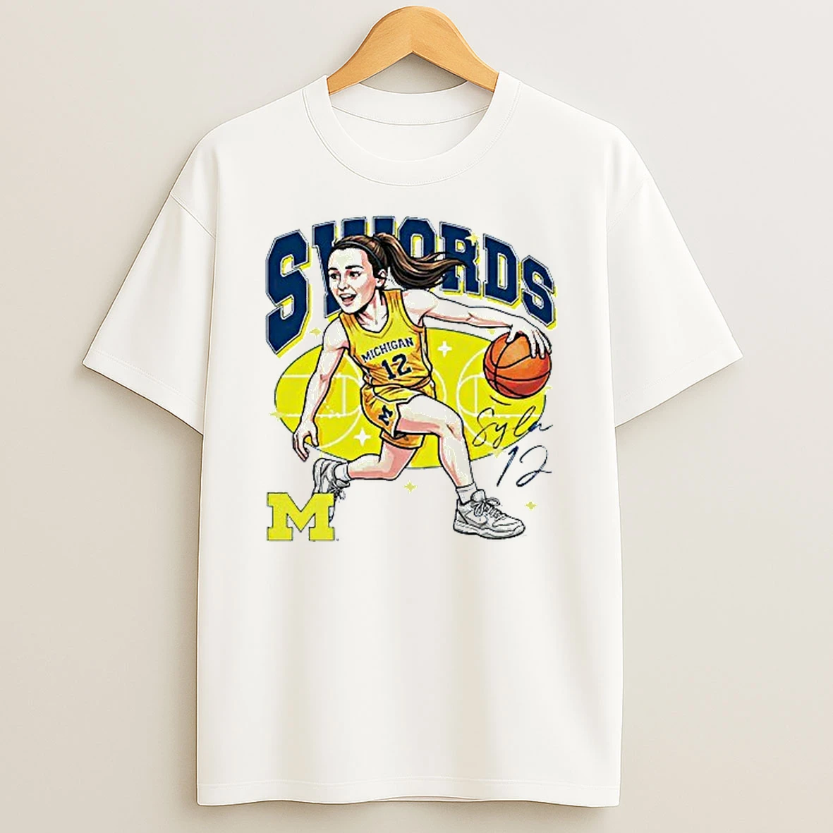 Syla Swords 12 Michigan Wolverines Signature Caricature T Shirt