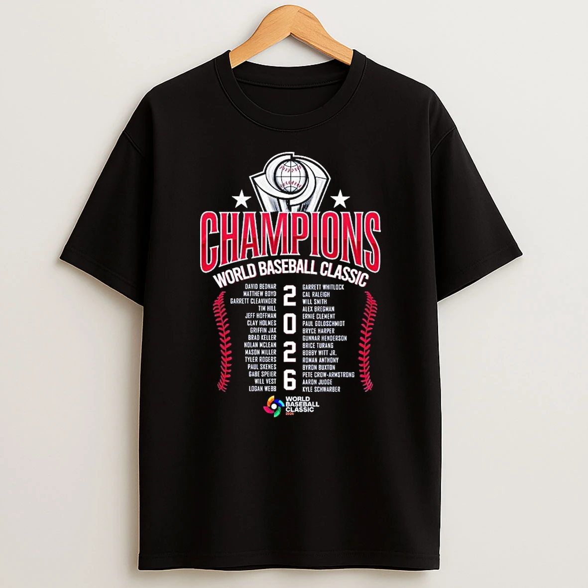 Team Usa 2026 World Baseball Classic Champions Roster T Shirt