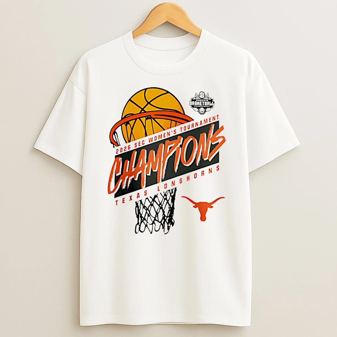 Texas Longhorns 2026 Sec Womens Basketball Tournament Champions T Shirt