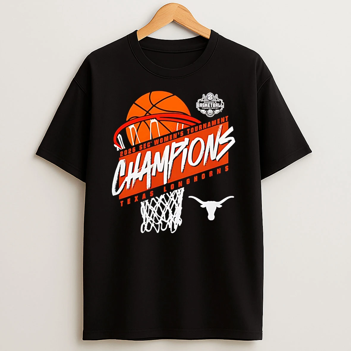 Texas Longhorns 2026 Sec Womens Basketball Tournament Champions Vintage T Shirt