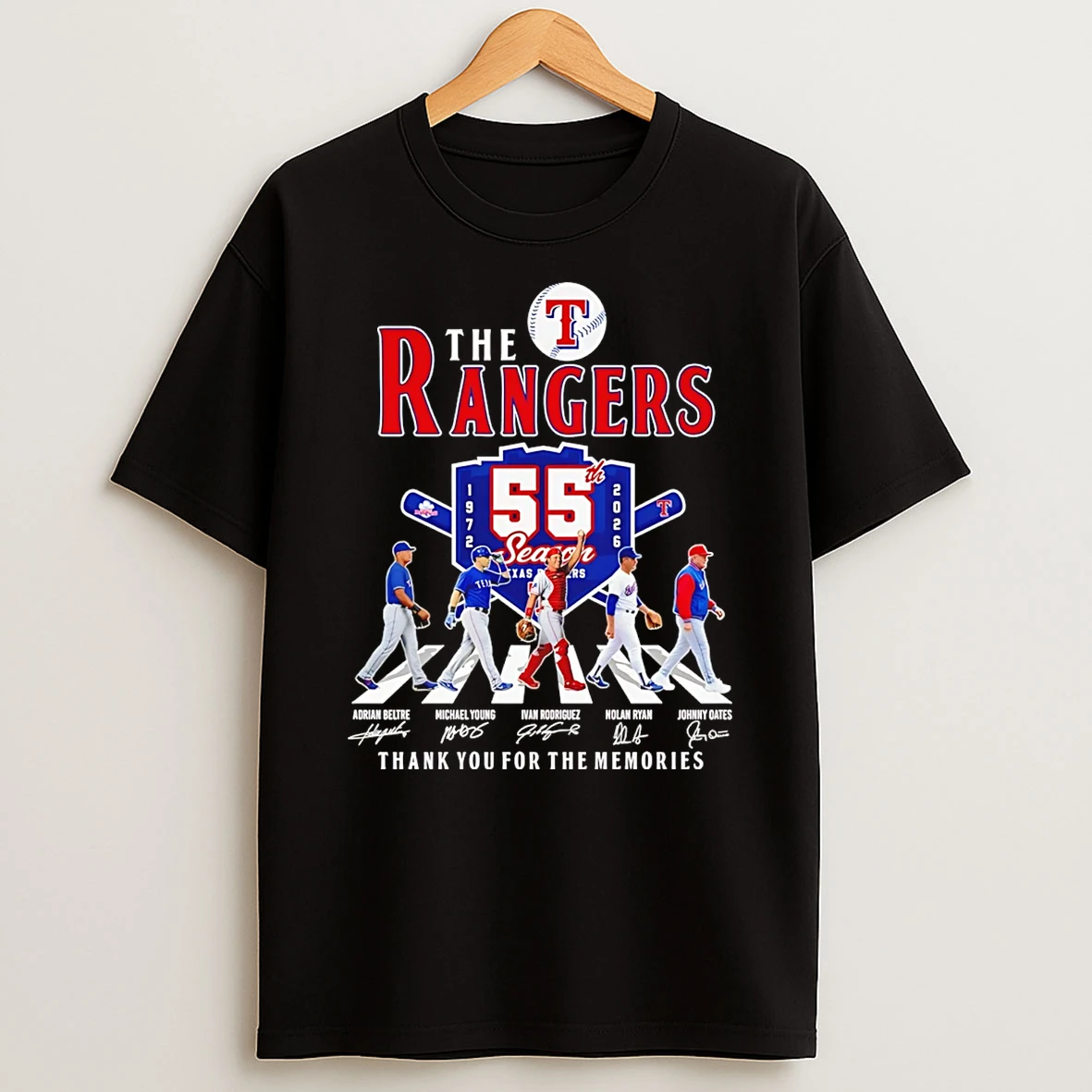 Texas Rangers 55 Season Signature Thank You For The Memories T Shirt