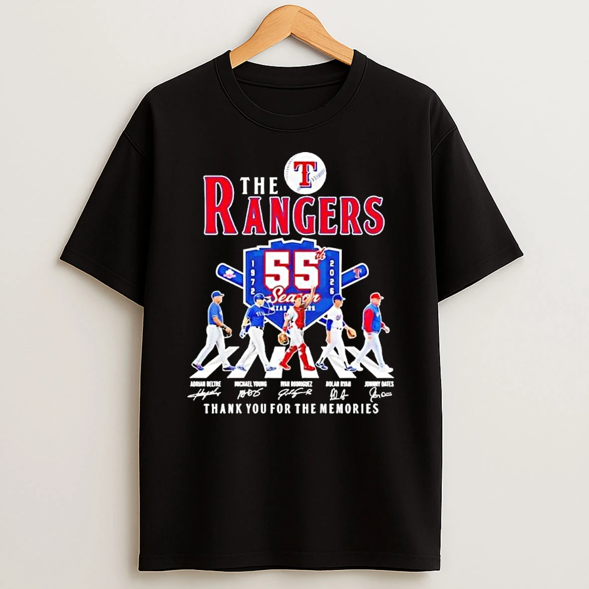 Texas Rangers Mlb 55th Season 1972 2026 Thank You For The Memories Signatures T Shirt