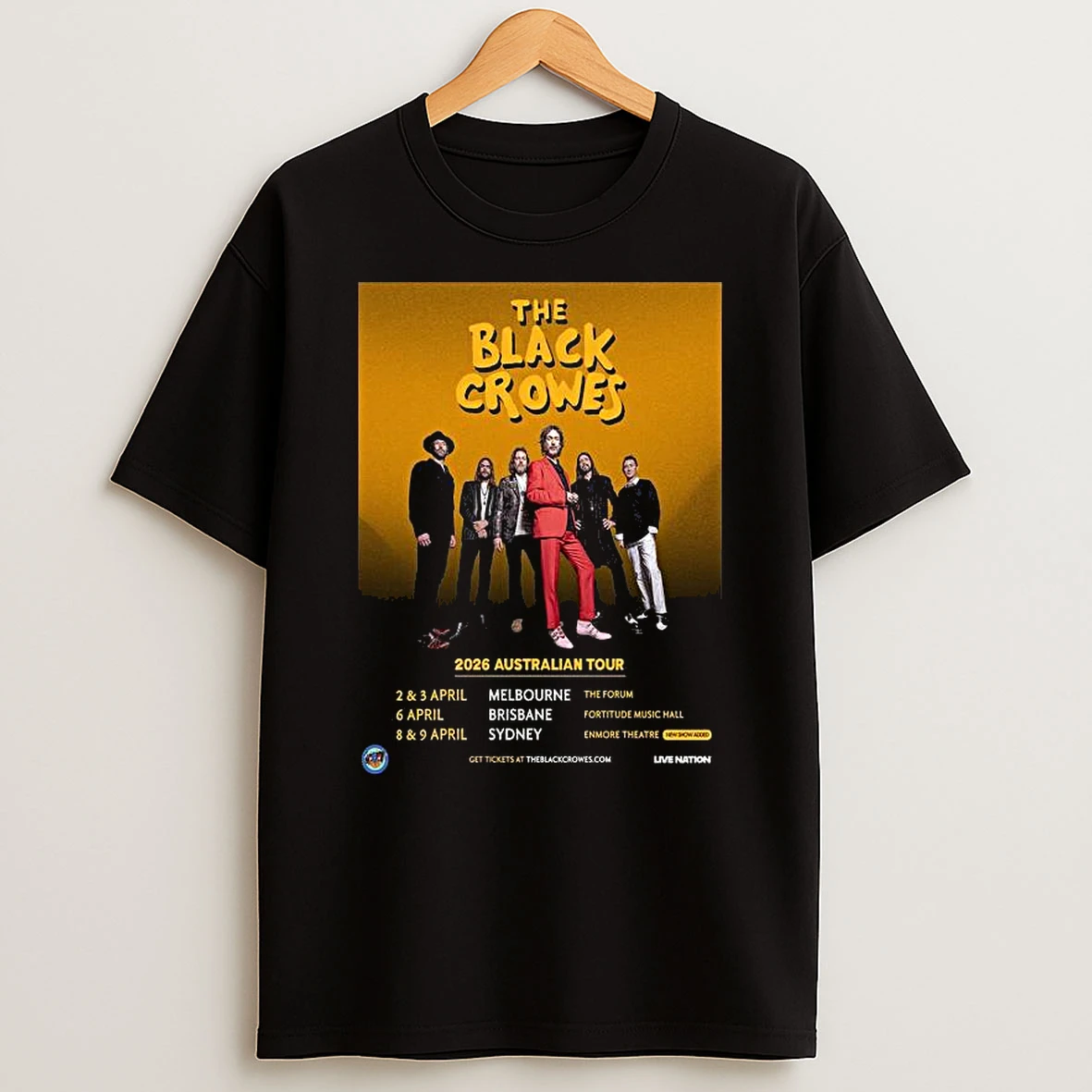 The Black Crowes 2026 Australia Tour T Shirt