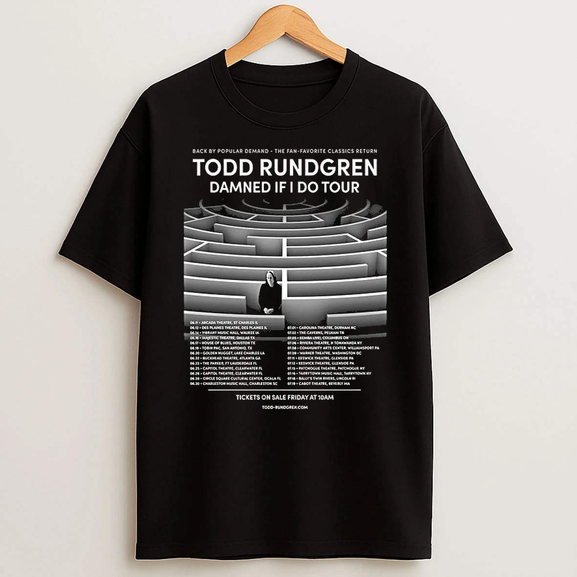 Todd Rundgren Damned If I Do Tour 2026 T Shirt