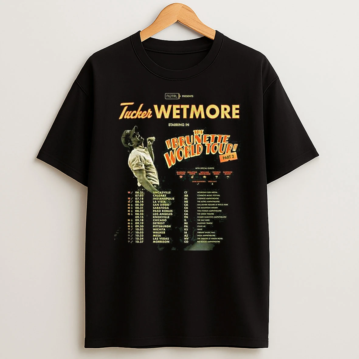 Tucker Wetmore The Brunette World Tour Part 2 2026 North America Schedule Dates T Shirt