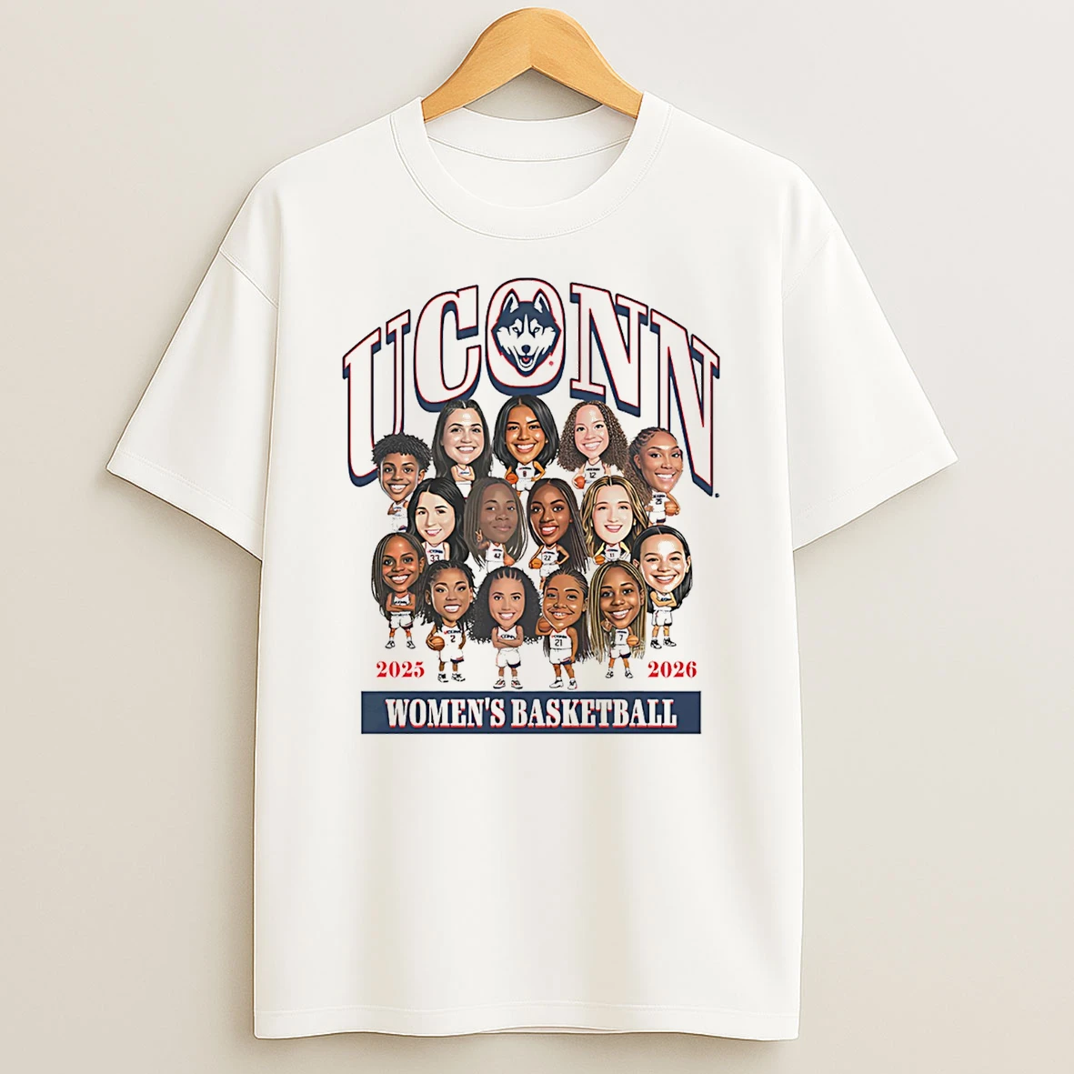 Uconn Womens Basketball 2025 2026 Big Head T Shirt