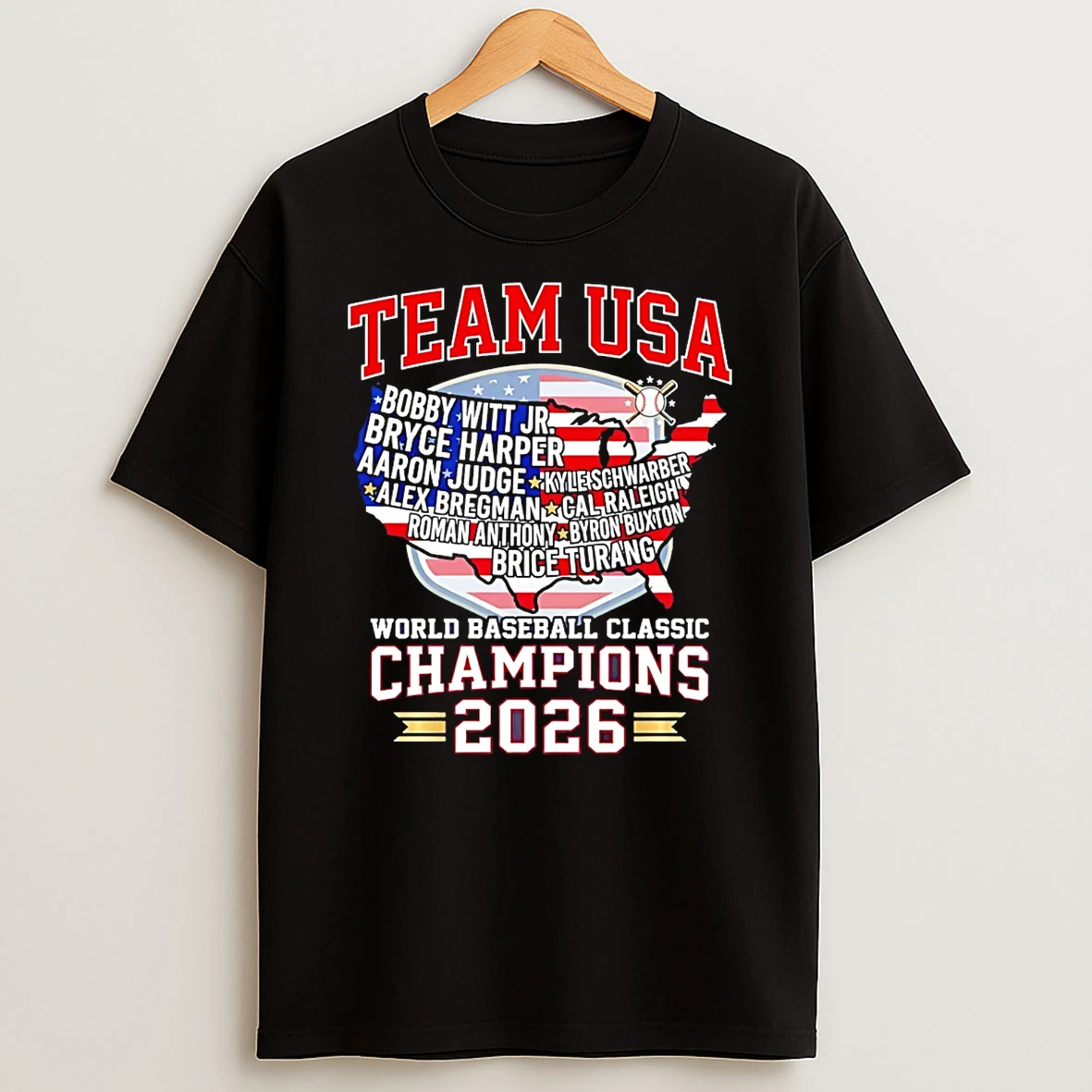 Usa Team Baseball 2026 World Baseball Classic Champions Player Name T Shirt