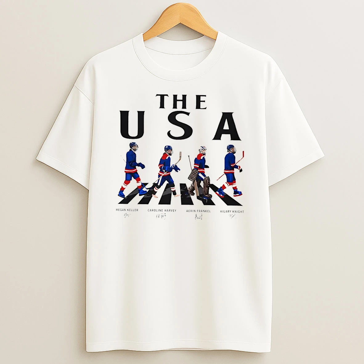 Usa Women Ice Hockey Walking Road Signatures T Shirt