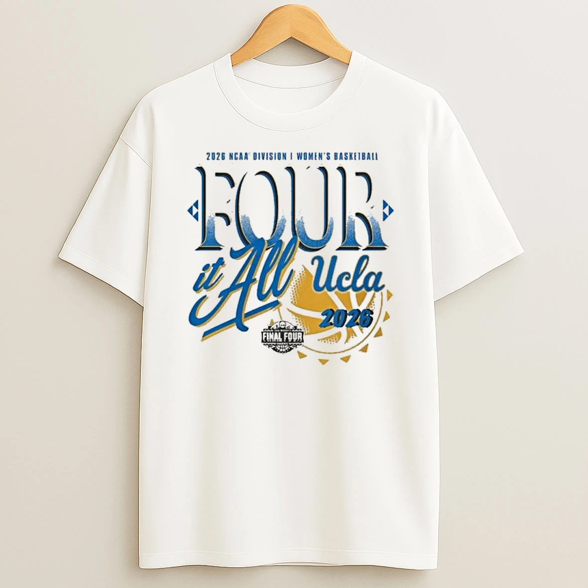 Ucla Bruins Womens 2026 Ncaa Womens Basketball Tournament March Madness Final Four Zone Move White T Shirt