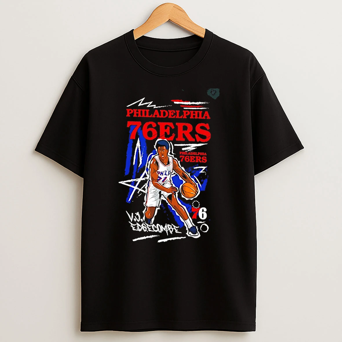 Vj Edgecombe Philadelphia 76ers Chalked Up Player Paint T Shirt