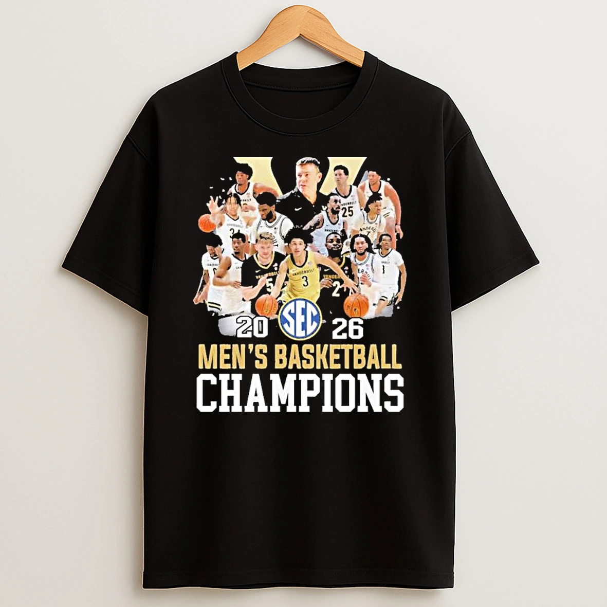 Vanderbilt Commodores Mens Basketball 2026 Sec Champions T Shirt