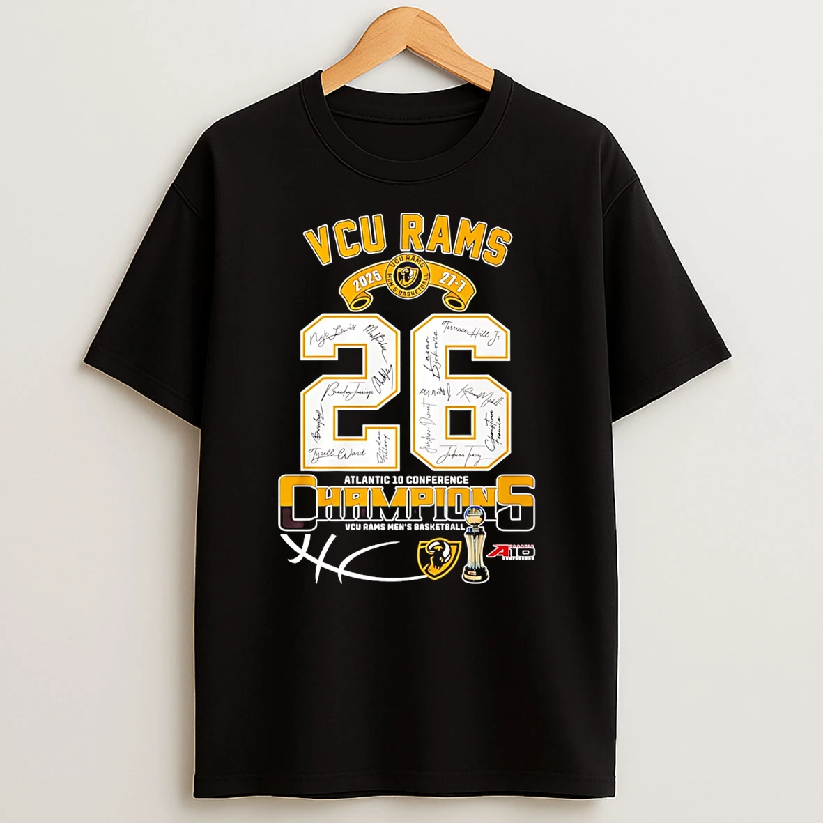Vcu Rams 2026 A 10 Champions 27 7 Score Signatures T Shirt