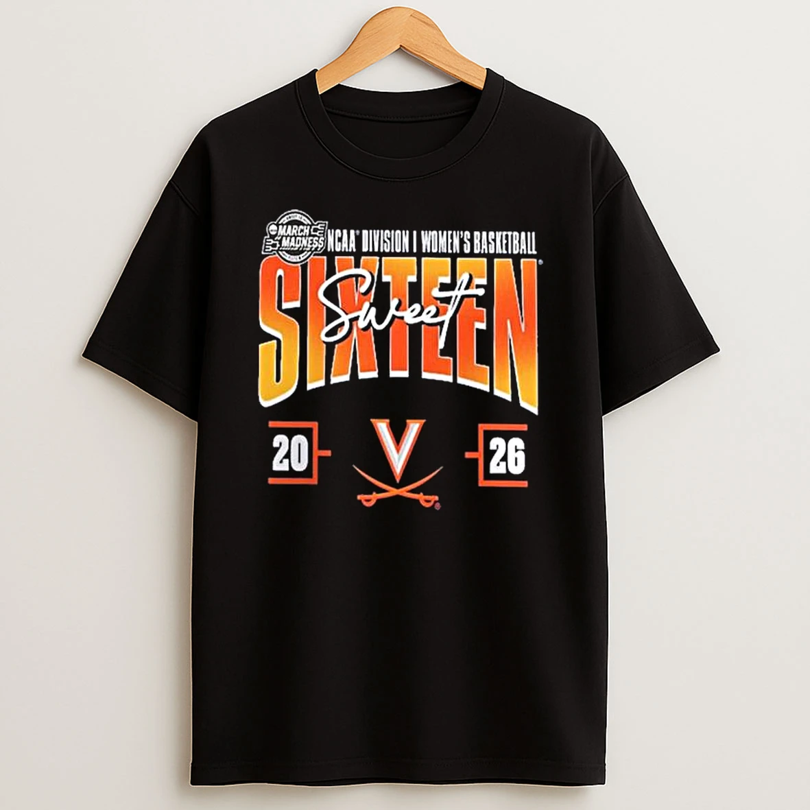 Virginia Cavaliers 2026 Ncaa Womens Basketball Tournament March Madness Sweet 16 T Shirt