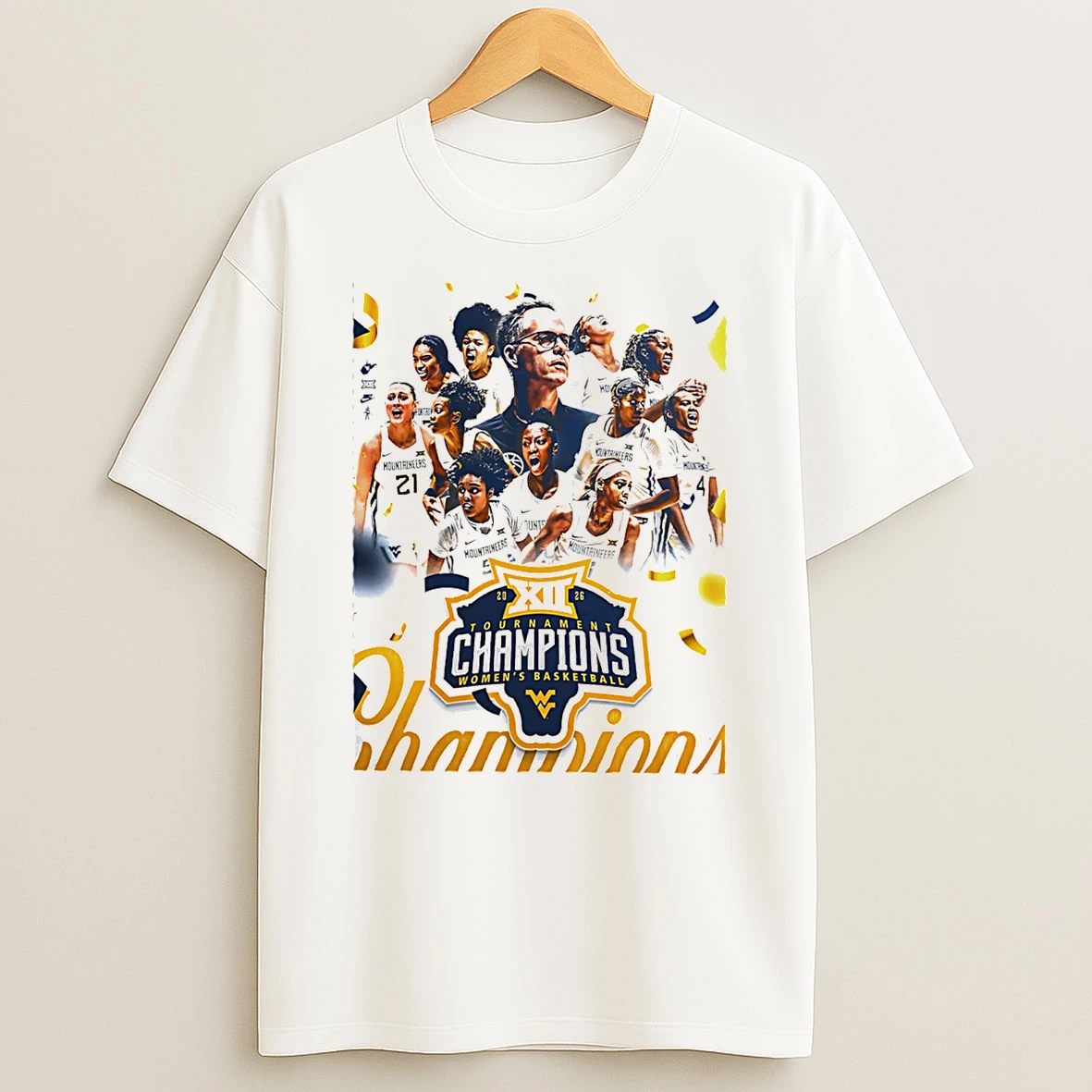 Wvu West Virginia Mountaineers Womens Basketball 2026 Big 12 Tournament Champions T Shirt