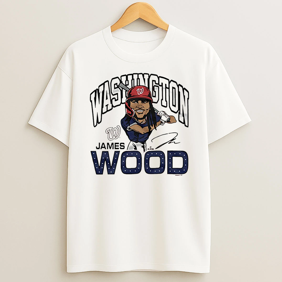 Washington Nationals James Wood Signature Caricature T Shirt