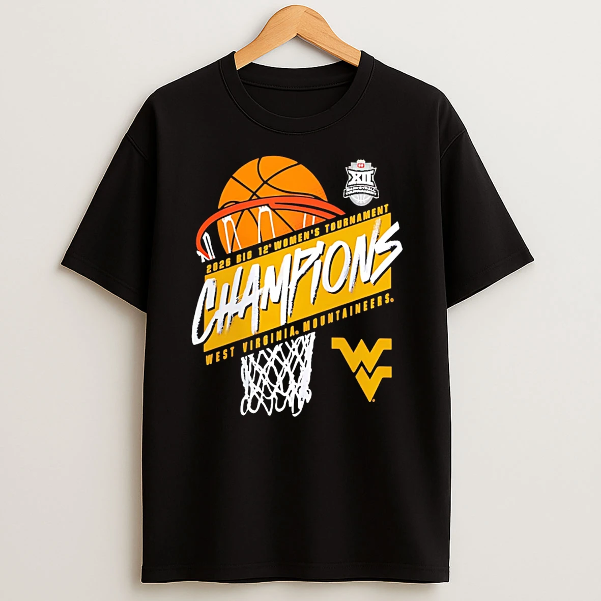 West Virginia Mountaineers 2026 Big 12 Womens Basketball Tournament Champions T Shirt