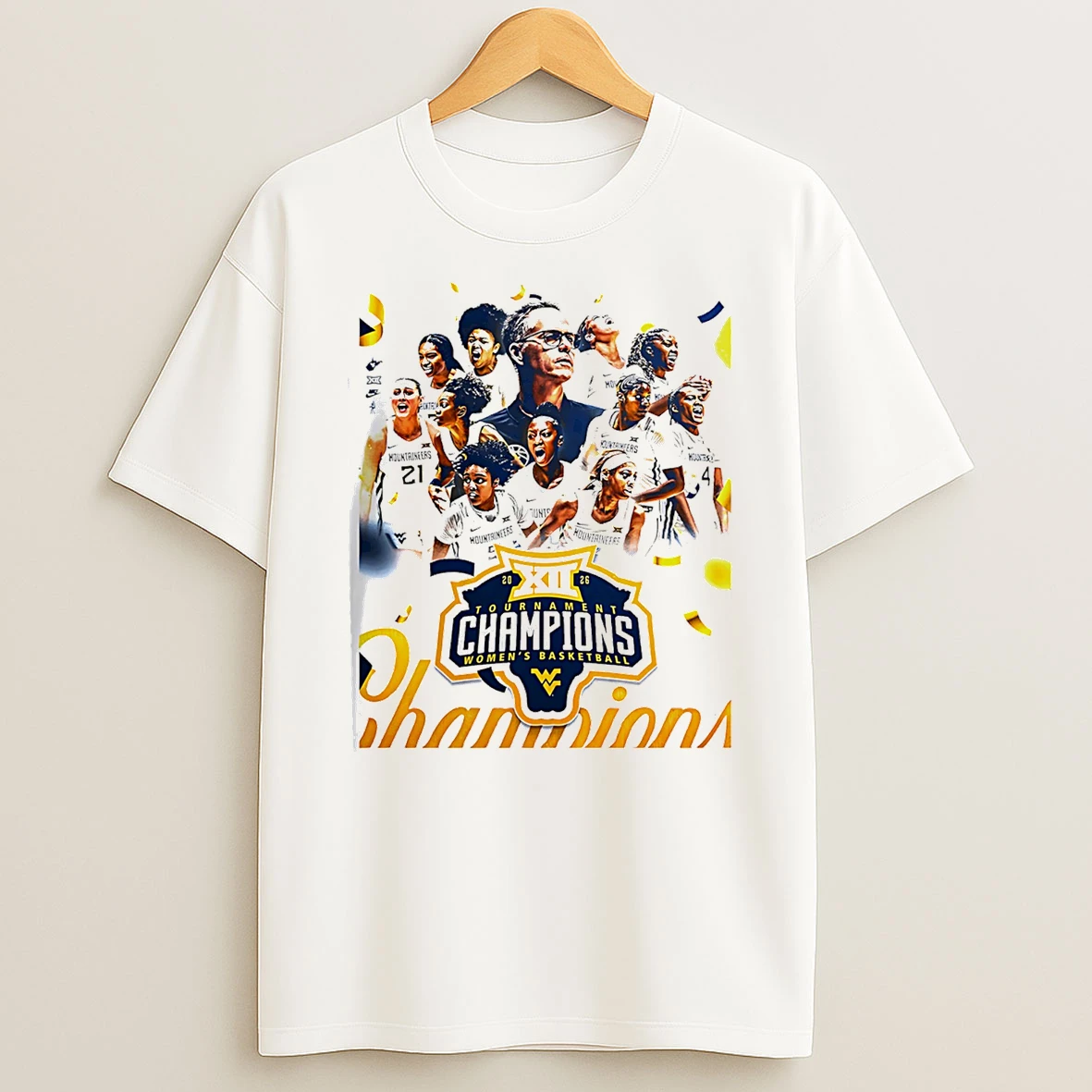 West Virginia Mountaineers Womens Basketball 2026 Big 12 Tournament Champions T Shirt