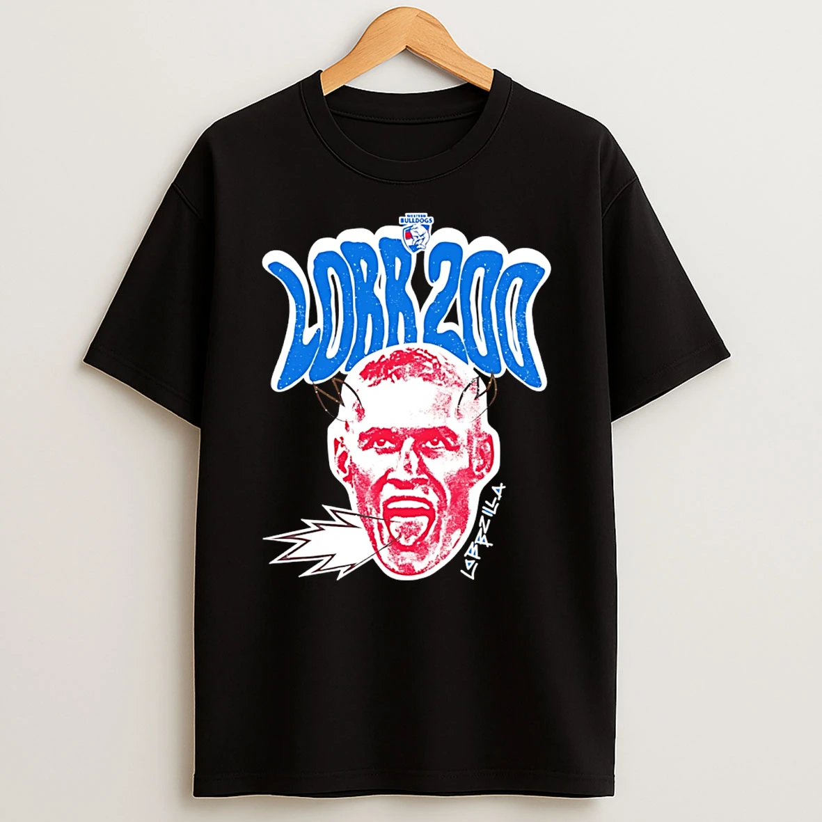 Western Bulldogs Lobbzilla 200 Games Big Head T Shirt