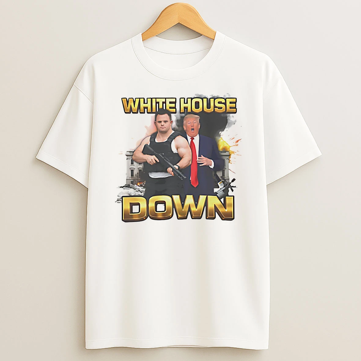 White House Down Trump And Down War T Shirt