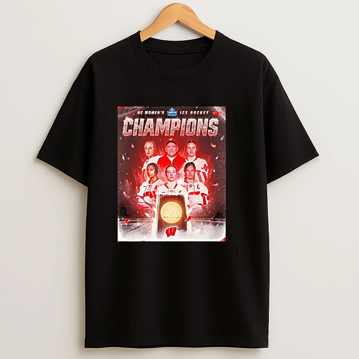 Wisconsin Badgers Ncaa Womens Ice Hockey Back To Back National Champions Graphic T Shirt