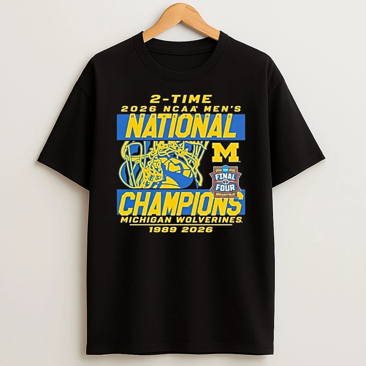 2 Time Michigan Wolverines 2026 Ncaa Mens Basketball National Champions T Shirt