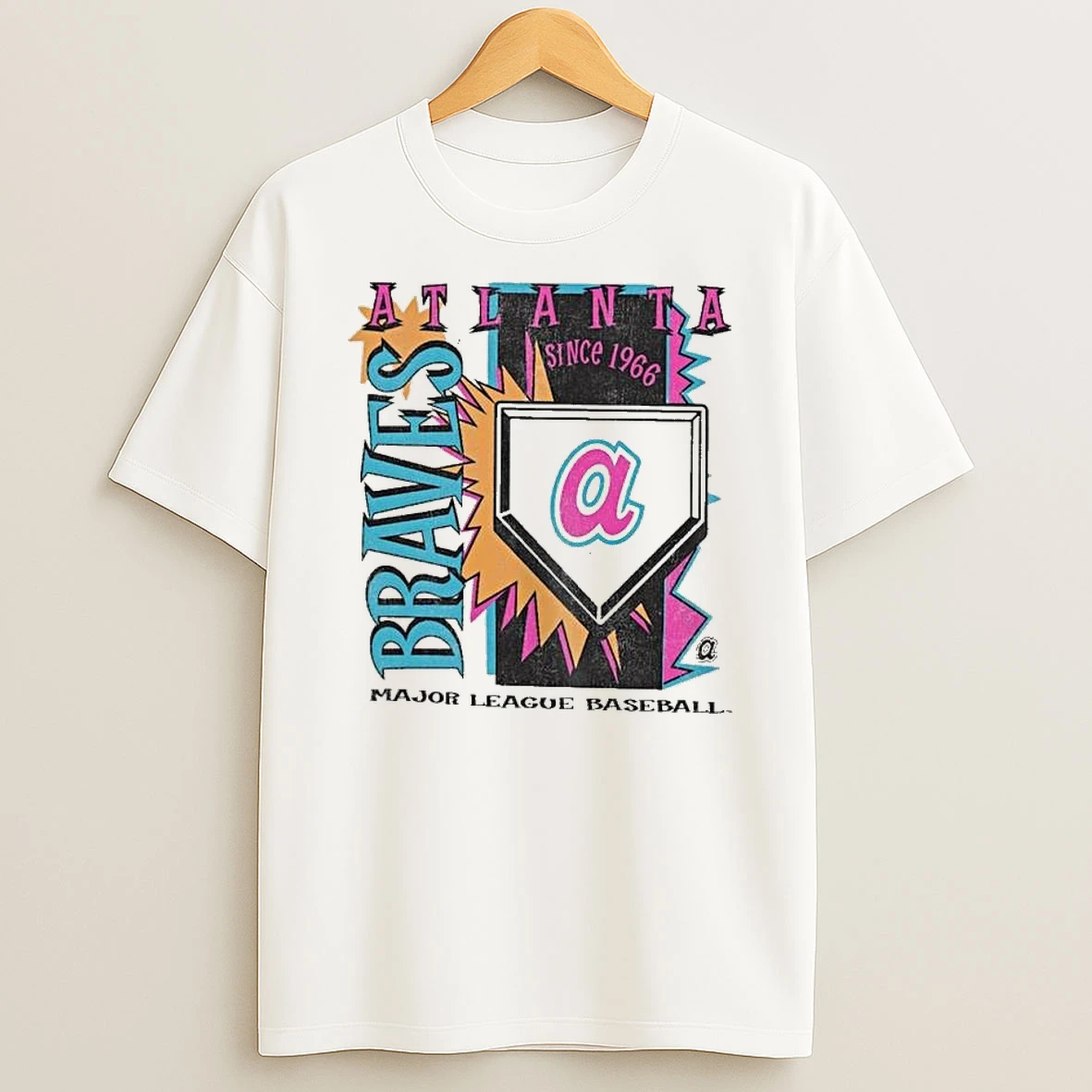 Atlanta Braves Major League Baseball Mitchell Ness Cooperstown Neon Field Shock T Shirt