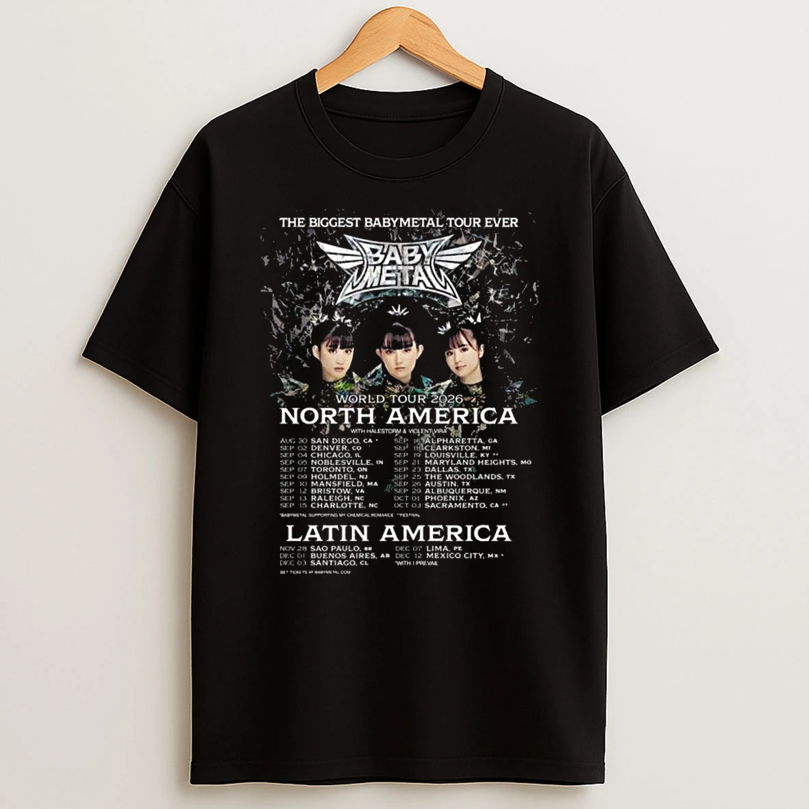 Babymetal World Tour 2026 North America And Latin America Schedule Dates The Biggest Babymetal Tour T Shirt
