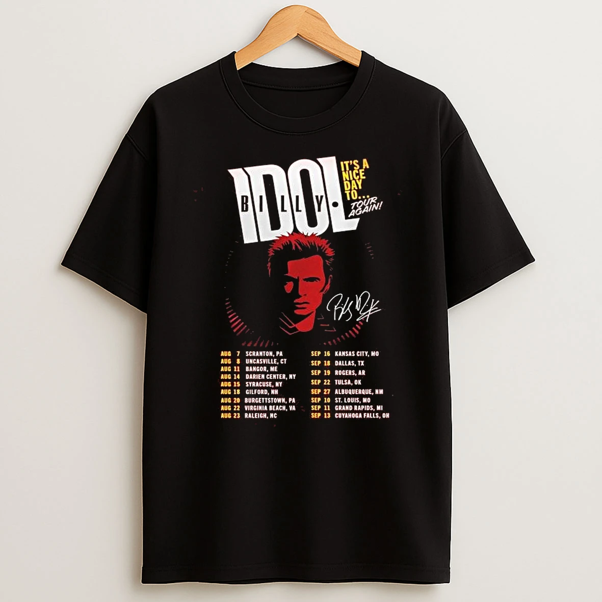 Billy Idol Its A Nice Day To%ce%b3ca Tour Again T Shirt