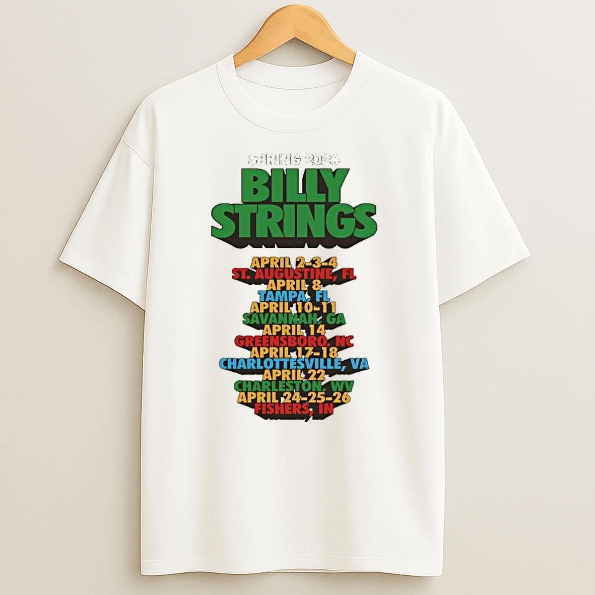 Billy Strings Funky Text With Dates 2026 T Shirt