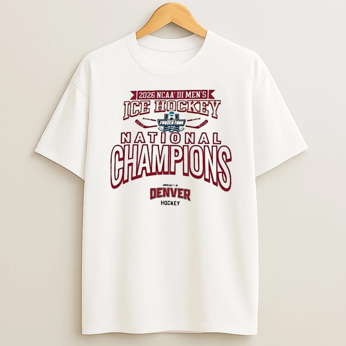 Champion Denver Pioneers 2026 Ncaa Frozen Four Mens Ice Hockey National Champions T Shirt