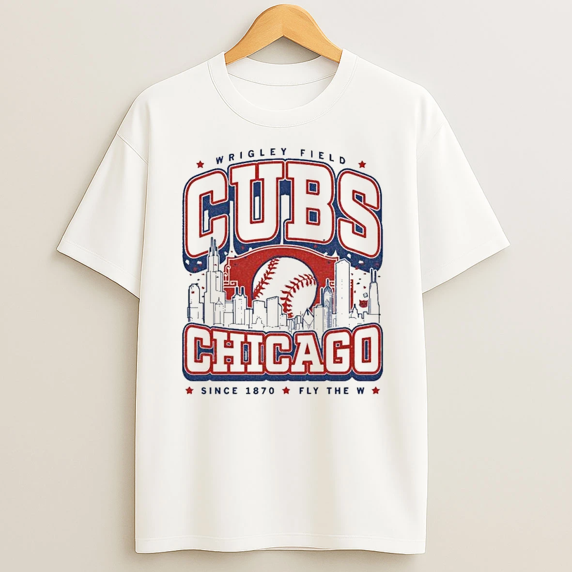 Chicago Cubs Wrigley Field Chicago Since 1870 Fly The W Max Collegiate T Shirt