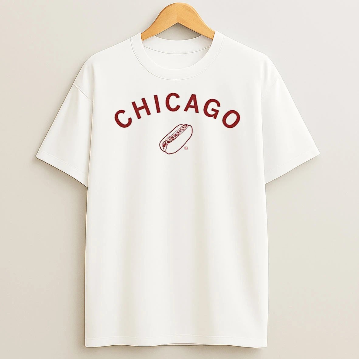 Chicago Hot Dog Curved Heavyweight T Shirt