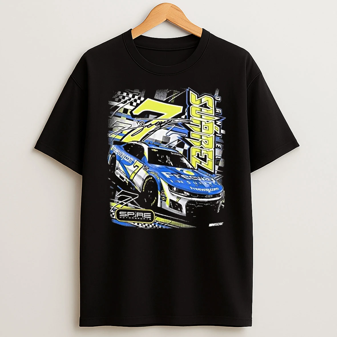 Daniel Suarez Spire Motorsports Charcoal 7 Freeway Insurance T Shirt