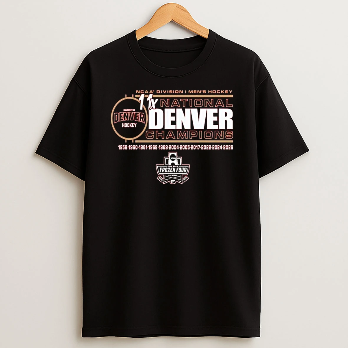 Denver Pioneers 11 Time Ncaa Frozen Four Mens Ice Hockey National Champions T Shirt