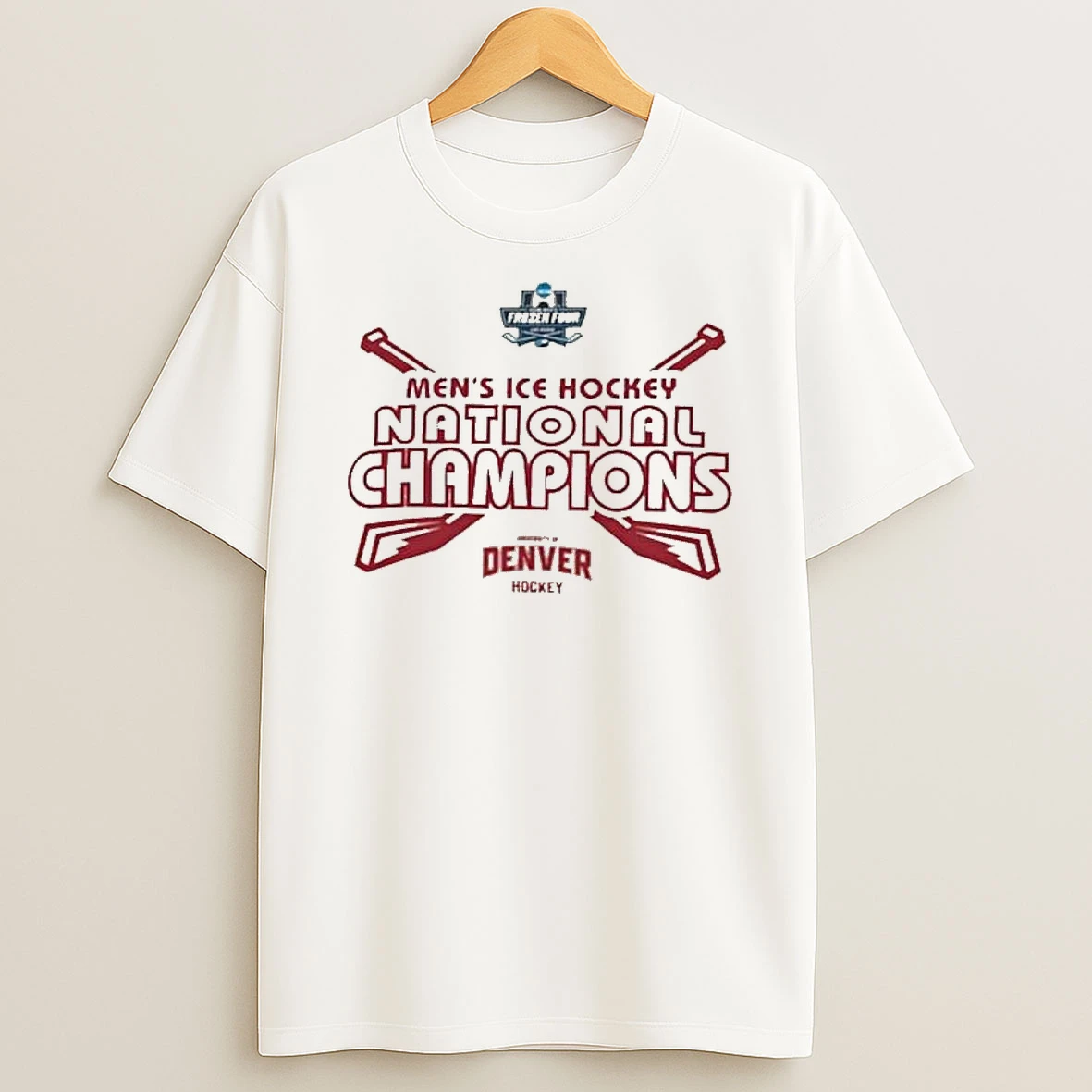 Denver Pioneers Ncaa Frozen Four Mens Ice Hockey National Champions 2026 White T Shirt