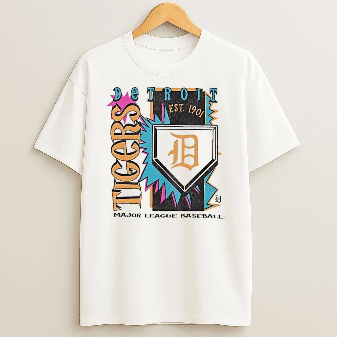 Detroit Tigers Major League Baseball Mitchell Ness Cooperstown Neon Field Shock T Shirt