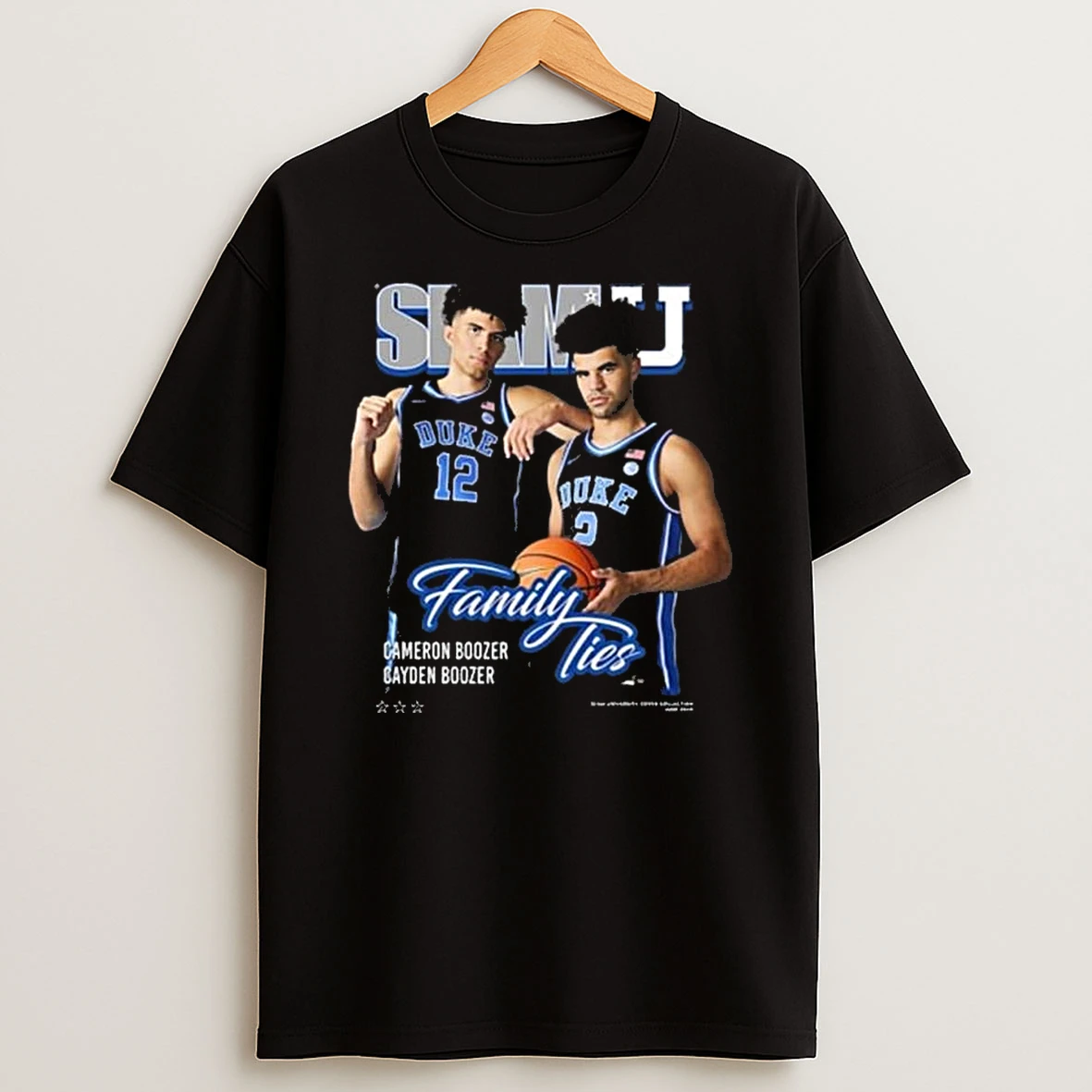 Duke Blue Devils Black Slam Slam Cover Tee Cameron And Cayden Boozer T Shirt