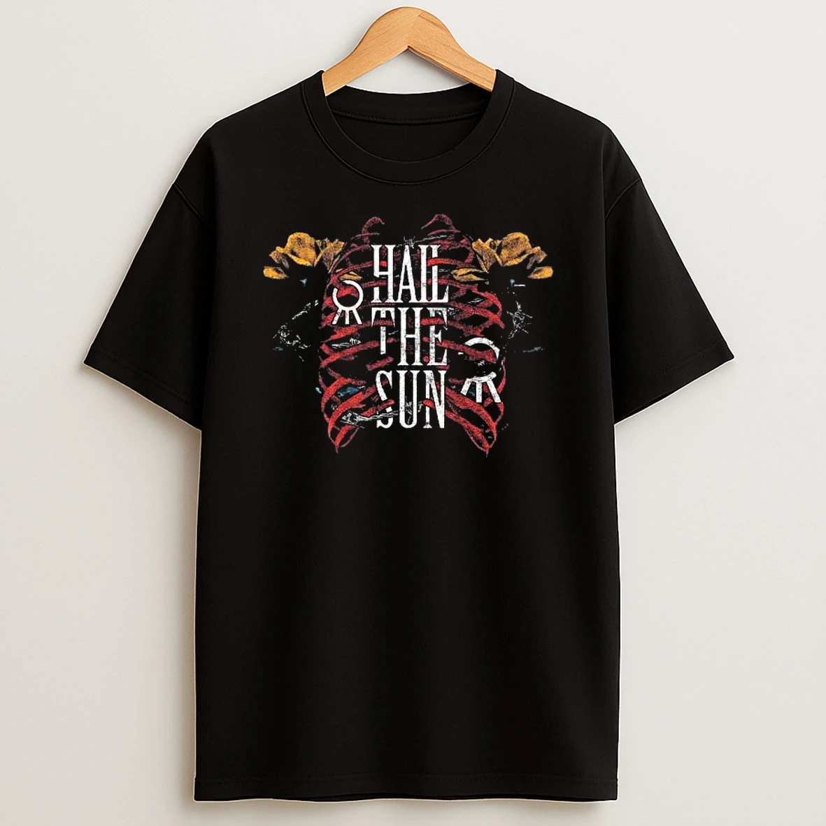 Hail The Sun 2026 Cut Tour Fade Back Merch Floral Skeleton Rib Cage T Shirt