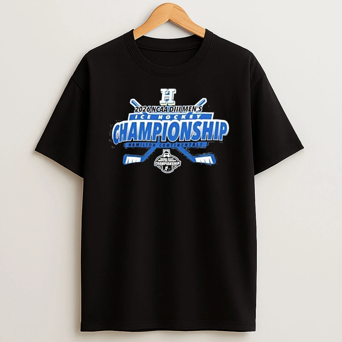 Hamilton College Continentals 2026 Ncaa Diii Mens Championship 2026 Diii Mens Ice Hockey Championship Logo Black T