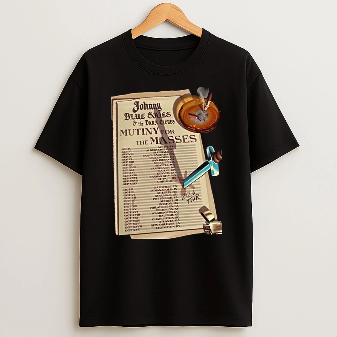 Johnny Blue Skies And The Dark Clouds Mutiny For The Masses 2026 North America Tour Schedule Dates T Shirt