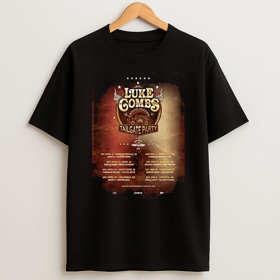 Luke Combs With Whiskey Jam The Bootleggers Tailgate Party 2026 My Kinda Saturday Night Tour City Dates T Shirt