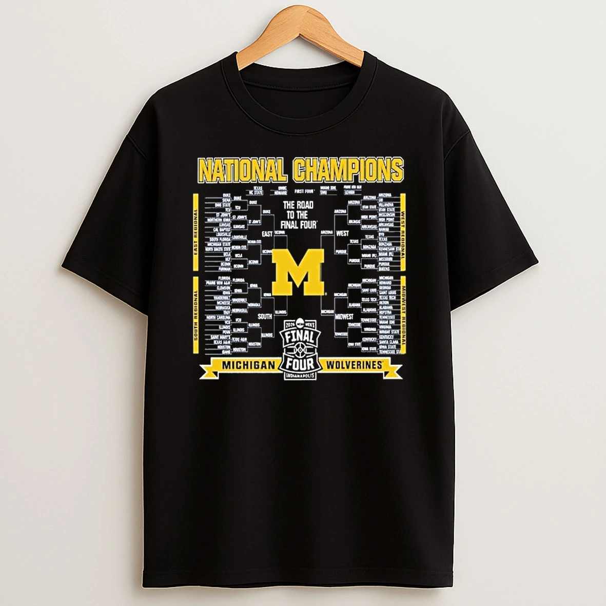Michigan Wolverines 2026 Ncaa Mens Basketball National Champions Bracket T Shirt