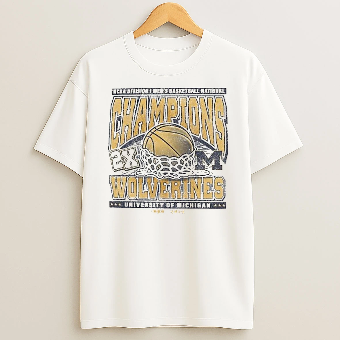 Michigan Wolverines 47 Two Time Ncaa Mens Basketball National Champions Franklin T Shirt