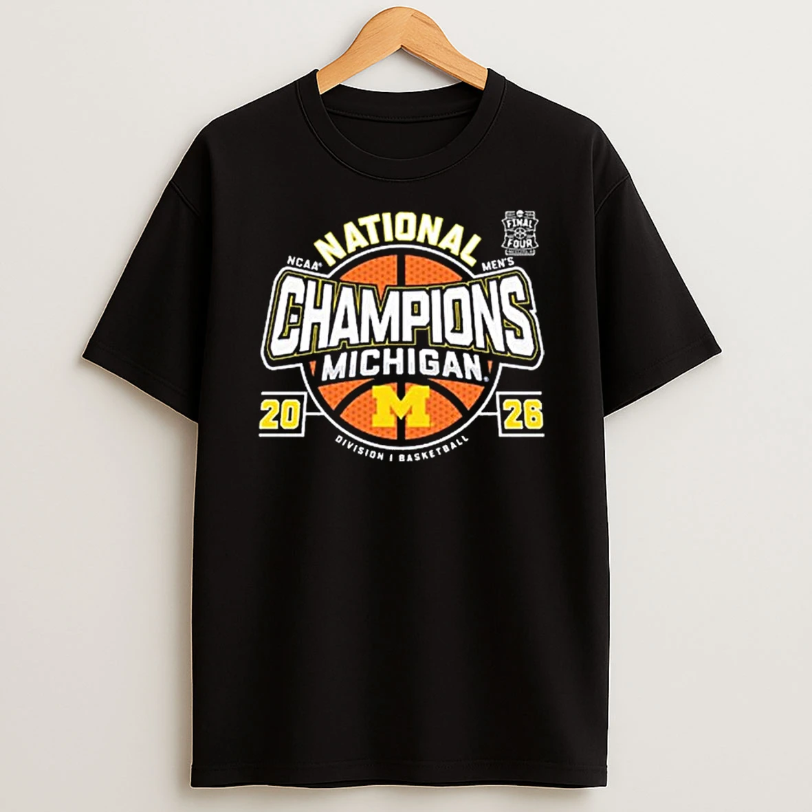 Michigan Wolverines Mens Basketball National Champions Big Text 2026 T Shirt