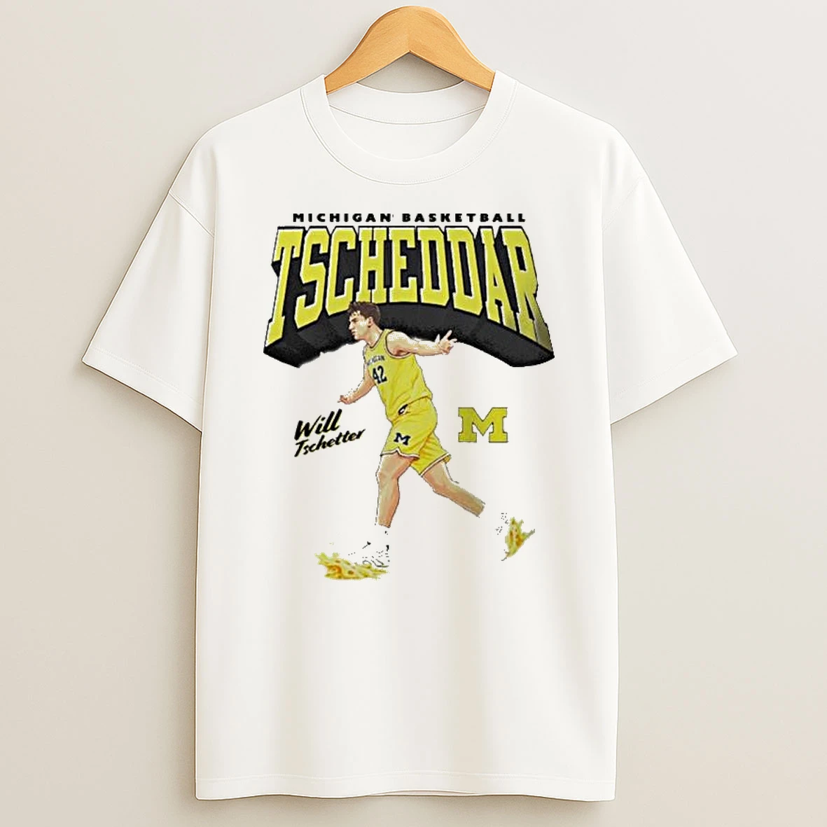 Michigan Wolverines Mens Basketball Tscheddar Merch Will Tschetter T Shirt